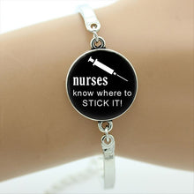 TAFREE Brand Vintage Funny Nurse Bracelet Quotes Art Picture Glass Dome jewelry Black and white New Fashion Women Bracelets D159