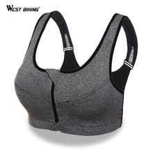 WEST BIKING Sport Bra Running Front Zipper Push-up Bra Yoga Padded Professional Fitness Tops Tank Cycling Workout Sport Bra
