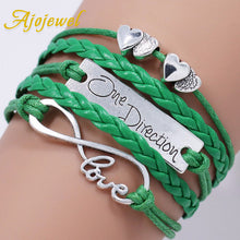 Ajojewel Infinity Love Nursing Bracelet Heart Charm Leather One Direction Bracelet Women Girls Jewelry Mix Wholesale