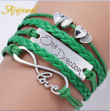Ajojewel Infinity Love Nursing Bracelet Heart Charm Leather One Direction Bracelet Women Girls Jewelry Mix Wholesale