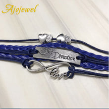 Ajojewel Infinity Love Nursing Bracelet Heart Charm Leather One Direction Bracelet Women Girls Jewelry Mix Wholesale