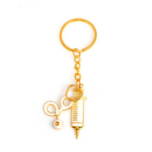 Miss Zoe Golden Syringe Stethoscope Keychain Key Chain Keyring Doctor Nurse Physicians Medical Student Graduation Gift Jewelry