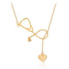 QIHE JEWELRY Gold Silver 2 Color Nurse Heart Stethoscope Necklace Nursing Jewelry Medicine Graduation Gift