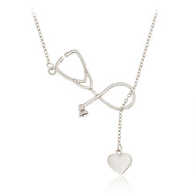 QIHE JEWELRY Gold Silver 2 Color Nurse Heart Stethoscope Necklace Nursing Jewelry Medicine Graduation Gift
