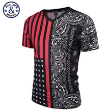 Mr.BaoLong New listing V-Neck t-shirt for men Summer fashion short sleeve 3D Flag stripe printing t shirt man VT6