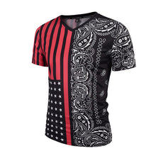 Mr.BaoLong New listing V-Neck t-shirt for men Summer fashion short sleeve 3D Flag stripe printing t shirt man VT6