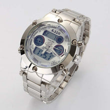 Brand Dual Display Fashion Digital Watch Men Led Full Steel Sports Quartz-Watch Shock Resistant