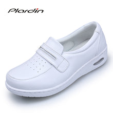 plardin Four Seasons Woman Pure white Nurse shoes women Comfortable Light shoes Air cushion casual genuine leather Antiskid shoe