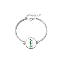 SUTEYI Sign of Peace, Love Vegan Glass Cabochon Plated Silver Bracelet