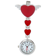 Gnova Platinum Metal Nurse Watch Angel Wings Heart Charm Women Medical Brooch Watch White Cross Analog Quartz Clock A858
