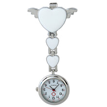 Gnova Platinum Metal Nurse Watch Angel Wings Heart Charm Women Medical Brooch Watch White Cross Analog Quartz Clock A858