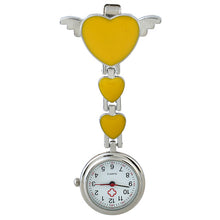 Gnova Platinum Metal Nurse Watch Angel Wings Heart Charm Women Medical Brooch Watch White Cross Analog Quartz Clock A858
