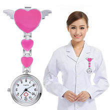 Women Lady Cute Love Heart Quartz Clip-on Fob Brooch Nurse Pocket Watch