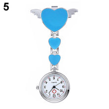 Women Lady Cute Love Heart Quartz Clip-on Fob Brooch Nurse Pocket Watch