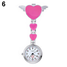 Women Lady Cute Love Heart Quartz Clip-on Fob Brooch Nurse Pocket Watch