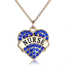New Brand Jewelry Silver/Gold Color Heart Shaped with Crystal NURSE Pattern Choker Long Pendant Statement Necklace for Women