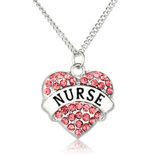 New Brand Jewelry Silver/Gold Color Heart Shaped with Crystal NURSE Pattern Choker Long Pendant Statement Necklace for Women