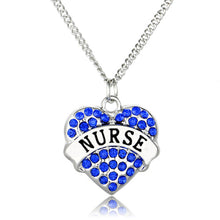 New Brand Jewelry Silver/Gold Color Heart Shaped with Crystal NURSE Pattern Choker Long Pendant Statement Necklace for Women