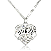 New Brand Jewelry Silver/Gold Color Heart Shaped with Crystal NURSE Pattern Choker Long Pendant Statement Necklace for Women