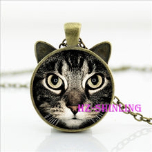 Painting Black Necklace For Pet Lovers Cat Pendant Glass Cabochon