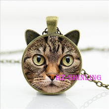 Painting Black Necklace For Pet Lovers Cat Pendant Glass Cabochon