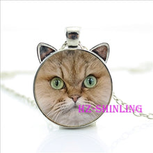 Painting Black Necklace For Pet Lovers Cat Pendant Glass Cabochon