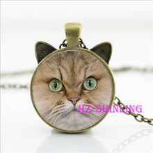 Painting Black Necklace For Pet Lovers Cat Pendant Glass Cabochon