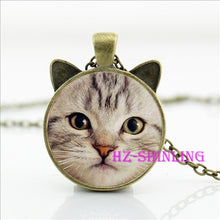 Painting Black Necklace For Pet Lovers Cat Pendant Glass Cabochon