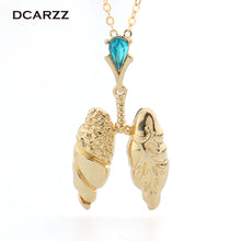 Gold/Silver Colors Lungs Necklace with Crystal Pendant Chemistry Jewelry Biology Jewelry Medical Jewelry,Gift for Doctor/Nurse