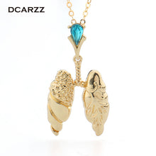Gold/Silver Colors Lungs Necklace with Crystal Pendant Chemistry Jewelry Biology Jewelry Medical Jewelry,Gift for Doctor/Nurse