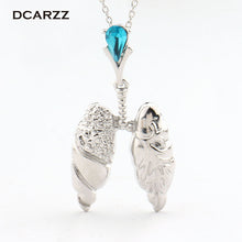 Gold/Silver Colors Lungs Necklace with Crystal Pendant Chemistry Jewelry Biology Jewelry Medical Jewelry,Gift for Doctor/Nurse