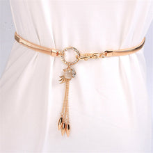 New Fashion Leaf Design Clasp Front Metal Waist Elastic Ceinture Belt