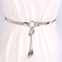New Fashion Leaf Design Clasp Front Metal Waist Elastic Ceinture Belt