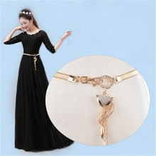 New Fashion Leaf Design Clasp Front Metal Waist Elastic Ceinture Belt