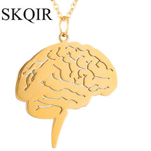 SKQIR Fashion Women Jewelry Gold Brain Pendant Unique Medical Brain Jewelry For Nurse Doctor Gift Stainless Steel Chain Necklace