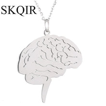 SKQIR Fashion Women Jewelry Gold Brain Pendant Unique Medical Brain Jewelry For Nurse Doctor Gift Stainless Steel Chain Necklace
