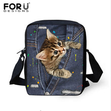 FORUDESIGNS Women Messenger Bags 3D Denim Animal Shoulder Handbag