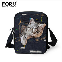 FORUDESIGNS Women Messenger Bags 3D Denim Animal Shoulder Handbag