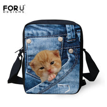 FORUDESIGNS Women Messenger Bags 3D Denim Animal Shoulder Handbag