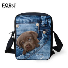 FORUDESIGNS Women Messenger Bags 3D Denim Animal Shoulder Handbag