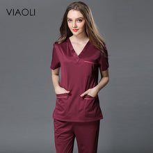 Viaoli Men Women Medical Clothes Nursing Clinic Tops / Pants Short Sleeve Surgical Scrubs Tops / Trousers Hospital Uniform