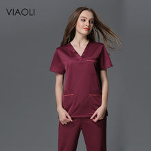 Viaoli Men Women Medical Clothes Nursing Clinic Tops / Pants Short Sleeve Surgical Scrubs Tops / Trousers Hospital Uniform