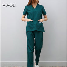 Viaoli Men Women Medical Clothes Nursing Clinic Tops / Pants Short Sleeve Surgical Scrubs Tops / Trousers Hospital Uniform