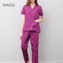 Viaoli Men Women Medical Clothes Nursing Clinic Tops / Pants Short Sleeve Surgical Scrubs Tops / Trousers Hospital Uniform
