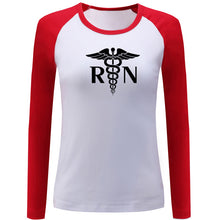 Registered Nurse RN Print Raglan Long Sleeve Funny T Shirt Women Loose Cotton Girl's Ladies T-shirts Vacation Tshirt Basic Tops