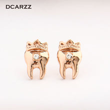 Crown Teeth Crystals Stud Earrings Dentist Medical Jewelry for Nurse/Doctor/Dental Student Science Jewellry Milk Tooth Gift