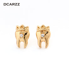 Crown Teeth Crystals Stud Earrings Dentist Medical Jewelry for Nurse/Doctor/Dental Student Science Jewellry Milk Tooth Gift