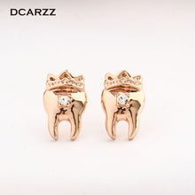 Crown Teeth Crystals Stud Earrings Dentist Medical Jewelry for Nurse/Doctor/Dental Student Science Jewellry Milk Tooth Gift