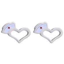 SKQIR Fashion Heart Stud Earrings Nurse Hat Shape Medical Jewelry Gold Silver Stainless Steel Earrings For Doctor Nurse Gift