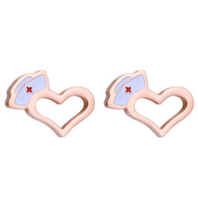 SKQIR Fashion Heart Stud Earrings Nurse Hat Shape Medical Jewelry Gold Silver Stainless Steel Earrings For Doctor Nurse Gift